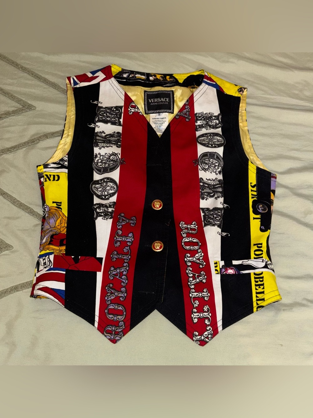 Vintage VERSACE JEANS COUTURE women's vest Rock'n Royalty Size S